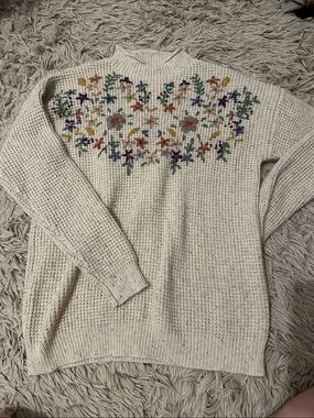 Floral embroidered sweater